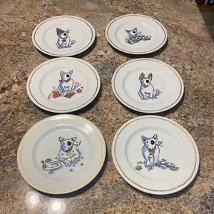 Williams Sonoma Holiday Terrier dessert plate set